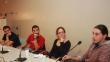 Janer, Pascual i Perpinyà amb la moderadora del debat que es va fer ahir a la Farinera Teixidor Foto:MANEL LLADÓ