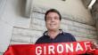 Pere Trias, amb una bufanda del Girona FC. Foto:joan sabater