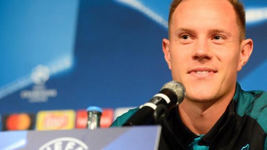 Ter Stegen ahir a la sala de premsa Foto:AFP